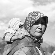 Cover image of Sarah Bearspaw and baby, Stoney Nakoda